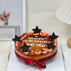 Bánh Flan dâu sao socola 20cm