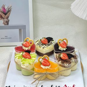 Bánh mousse ly tim: set 6 cup mousse tim