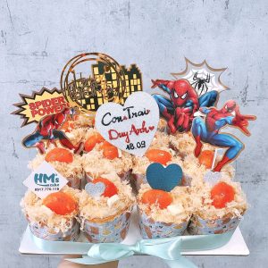 Set Cupcake trứng muối trang trí người nhện