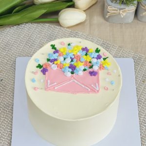 Bánh kem hoa đủ màu nhẹ nhàng