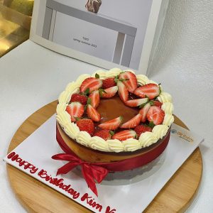 Bánh Flan gato dâu trái tim 15cm