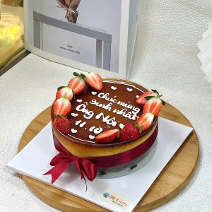 Bánh Flan gato 2 bên dâu 15cm