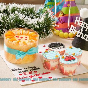 Bông lan trứng muối 12cm + 4 cupcake kem