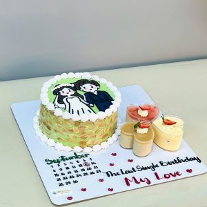 Bánh kỷ niệm set 05 : bánh kem 16cm +3 ly tim