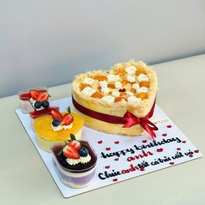 Bông lan trứng muối tim 18cm + mousse i❤️u