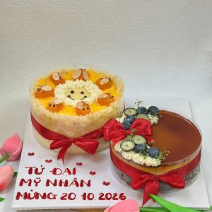 Bánh Mix & Match MM 12: bông lan trứng muối 16cm + flan gato 15cm