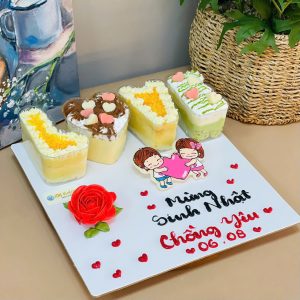 Set mousse love + bông lan trứng muối LM-05