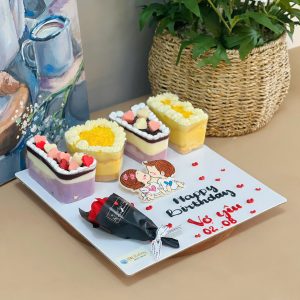 Set mousse love + bông lan trứng muối LM-06